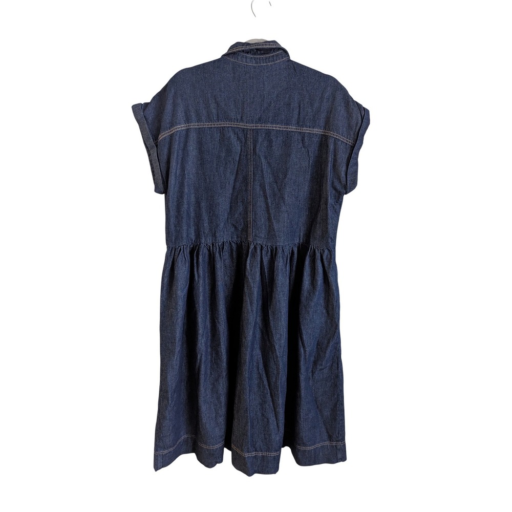 Maye Harper Denim Midi Dress Blue Button Front Cotton Size L - Picture 3 of 7